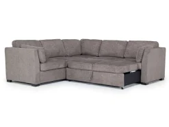 Mor Furniture Sleeper Sofas|Sectionals|Vivian Full Tux Sleeper Sectional In Gray Fabric, Left Facing