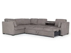 Mor Furniture Sleeper Sofas|Sectionals|Vivian Full Tux Sleeper Sectional In Gray Fabric, Left Facing