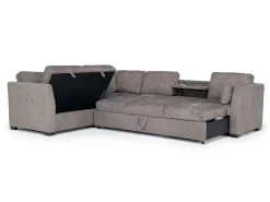 Mor Furniture Sleeper Sofas|Sectionals|Vivian Full Tux Sleeper Sectional In Gray Fabric, Left Facing