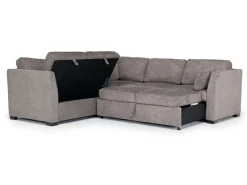 Mor Furniture Sleeper Sofas|Sectionals|Vivian Full Tux Sleeper Sectional In Gray Fabric, Left Facing