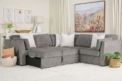 Mor Furniture Sleeper Sofas|Sectionals|Vivian Full Tux Sleeper Sectional In Gray Fabric, Left Facing