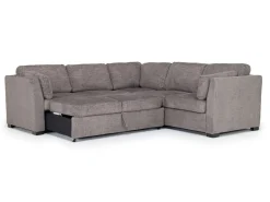 Mor Furniture Sleeper Sofas|Sectionals|Vivian Queen Tux Sleeper Sectional W/ Drop Down Table In Handwoven Pewter, Right Facing