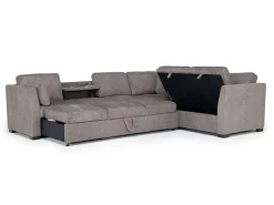 Mor Furniture Sleeper Sofas|Sectionals|Vivian Queen Tux Sleeper Sectional W/ Drop Down Table In Handwoven Pewter, Right Facing