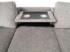 Mor Furniture Sleeper Sofas|Sectionals|Vivian Queen Tux Sleeper Sectional W/ Drop Down Table In Handwoven Pewter, Right Facing