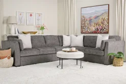 Mor Furniture Sleeper Sofas|Sectionals|Vivian Queen Tux Sleeper Sectional W/ Drop Down Table In Handwoven Pewter, Right Facing