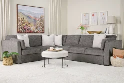 Mor Furniture Sleeper Sofas|Sectionals|Vivian Queen Tux Sleeper Sectional W/ Drop Down Table In Handwoven Pewter, Right Facing