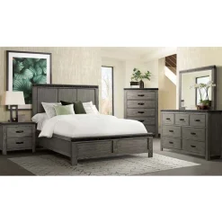 Mor Furniture Bedroom Sets|Wade Panel Bed, Dresser, Mirror & Nightstand In Gray, Queen
