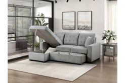Mor Furniture Sofas|Waitsfield Full Pullout Sofa Chaise In Gray, Left Facing