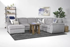 Mor Furniture Sleeper Sofas|Sectionals|Wanda Full Pullout Tux Chaise Sectional In Gray, Left Facing