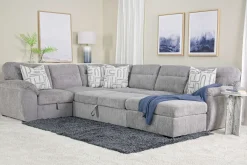 Mor Furniture Sleeper Sofas|Sectionals|Wanda Full Pullout Tux Storage Chaise Sectional In Gray, Left Facing