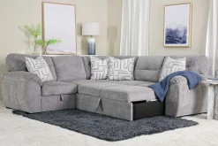 Mor Furniture Sleeper Sofas|Sectionals|Wanda Full Tux Sleeper Sectional W/ Storage In Gray, Right Facing