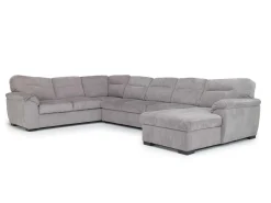 Mor Furniture Sleeper Sofas|Sectionals|Wanda Queen Pullout Tux Sofa Chaise Sectional In Gray, Left Facing