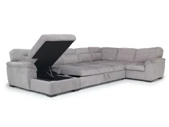 Mor Furniture Sleeper Sofas|Sectionals|Wanda Queen Pullout Tux Sofa Chaise Sectional In Gray, Left Facing