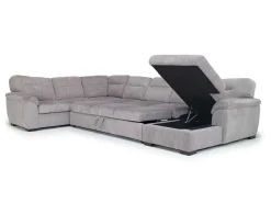 Mor Furniture Sleeper Sofas|Sectionals|Wanda Queen Pullout Tux Sofa Chaise Sectional In Gray, Left Facing