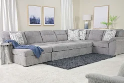 Mor Furniture Sleeper Sofas|Sectionals|Wanda Queen Pullout Tux Sofa Chaise Sectional In Gray, Left Facing