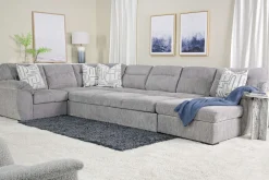 Mor Furniture Sleeper Sofas|Sectionals|Wanda Queen Pullout Tux Sofa Chaise Sectional In Gray, Left Facing