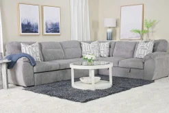 Mor Furniture Sleeper Sofas|Sectionals|Wanda Queen Tux Sleeper Sectional W/ Drop Table In Gray, Right Facing