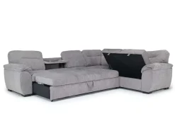Mor Furniture Sleeper Sofas|Sectionals|Wanda Queen Tux Sleeper Sectional W/ Drop Table In Gray, Right Facing