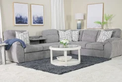 Mor Furniture Sleeper Sofas|Sectionals|Wanda Queen Tux Sleeper Sectional W/ Drop Table In Gray, Right Facing