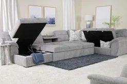 Mor Furniture Sleeper Sofas|Sectionals|Wanda Xl Storage Chaise Sleeper Sectional In Gray, Left Facing