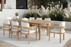 Mor Furniture Seating For 8|Dining Room Sets|Wesley Outdoor Dining Table & 8 Chairs In White/Natural