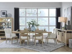Mor Furniture Dining Room Sets|White Oak Dining Table, 4 Chairs & 2 Arm Chairs In Butternut