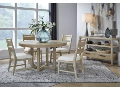 Mor Furniture Seating For 4|Round Dining Sets|White Oak Round Dining Table & 4 Chairs In Butternut