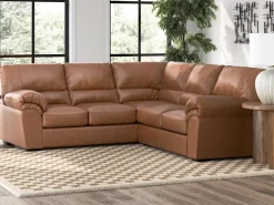 Mor Furniture Sectionals|Whitlock Tux Loveseat Sectional In Caramel, Left Facing