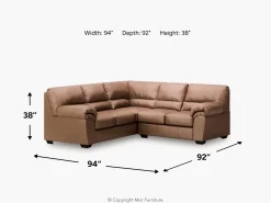 Mor Furniture Sectionals|Whitlock Tux Loveseat Sectional In Caramel, Left Facing