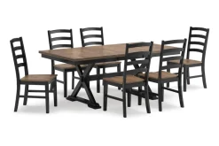 Mor Furniture Seating For 6|Dining Room Sets|Wildenauer Extendable Dining Table & 6 Chairs In Brown/Black