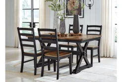 Mor Furniture Seating For 4|Dining Room Sets|Wildenauer Extendable Dining Table & 4 Chairs In Brown/Black
