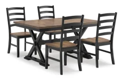 Mor Furniture Seating For 4|Dining Room Sets|Wildenauer Extendable Dining Table & 4 Chairs In Brown/Black