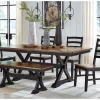 Mor Furniture Seating For 6|Dining Room Sets|Wildenauer Extendable Dining Table, 4 Chairs & Bench In Brown/Black