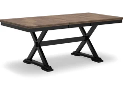 Mor Furniture Seating For 6|Dining Room Sets|Wildenauer Extendable Dining Table, 4 Chairs & Bench In Brown/Black