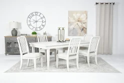 Mor Furniture Seating For 6|Dining Room Sets|Willowbrook Dining Table & 6 Chairs In Egg Shell White