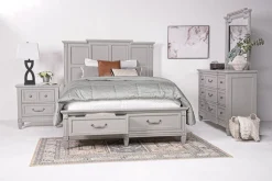 Mor Furniture Bedroom Sets|Willowbrook Panel Bed, Dresser, Mirror & Nightstand In Pebble, Queen