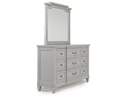 Mor Furniture Bedroom Sets|Willowbrook Panel Bed, Dresser, Mirror & Nightstand In Pebble, Queen