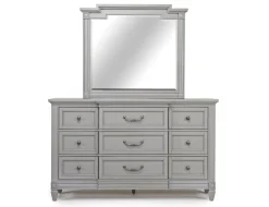 Mor Furniture Bedroom Sets|Willowbrook Panel Bed, Dresser, Mirror & Nightstand In Pebble, Queen