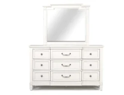 Mor Furniture Bedroom Sets|Willowbrook Panel Bed, Dresser, Mirror & Nightstand In Pebble, Queen