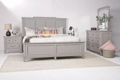 Mor Furniture Beds|Willowbrook Panel Bed In Pebble, Queen