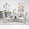Mor Furniture Seating For 4|Round Dining Sets|Willowbrook Round Dining Table & 4 Chairs In Pebble, Slat