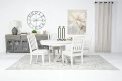Mor Furniture Seating For 4|Round Dining Sets|Willowbrook Round Dining Table & 4 Chairs In Pebble, Slat