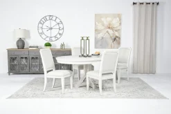 Mor Furniture Seating For 4|Round Dining Sets|Willowbrook Round Dining Table & 4 Chairs In Pebble, Slat