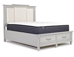 Mor Furniture Upholstered Beds|Beds|Willowbrook Upholstered Panel Bed In Pebble, Queen