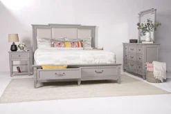 Mor Furniture Upholstered Beds|Beds|Willowbrook Upholstered Panel Bed In Pebble, Queen