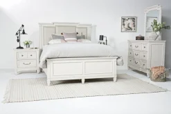Mor Furniture Upholstered Beds|Beds|Willowbrook Upholstered Panel Bed In Pebble, Queen