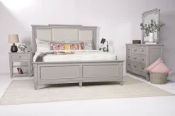 Mor Furniture Upholstered Beds|Beds|Willowbrook Upholstered Panel Bed In Pebble, Queen