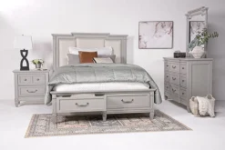 Mor Furniture Upholstered Beds|Beds|Willowbrook Upholstered Panel Bed In Pebble, Queen
