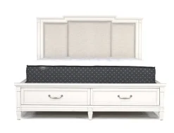 Mor Furniture Bedroom Sets|Willowbrook Upholstered Panel Bed, Dresser, Mirror & Nightstand In Pebble, Queen