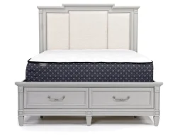 Mor Furniture Bedroom Sets|Willowbrook Upholstered Panel Bed, Dresser, Mirror & Nightstand In Pebble, Queen